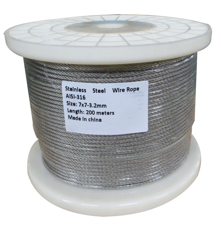Cable de acero inoxidable 3.2mm 316 7x7 AISI ASTM BS DIN GB JIS