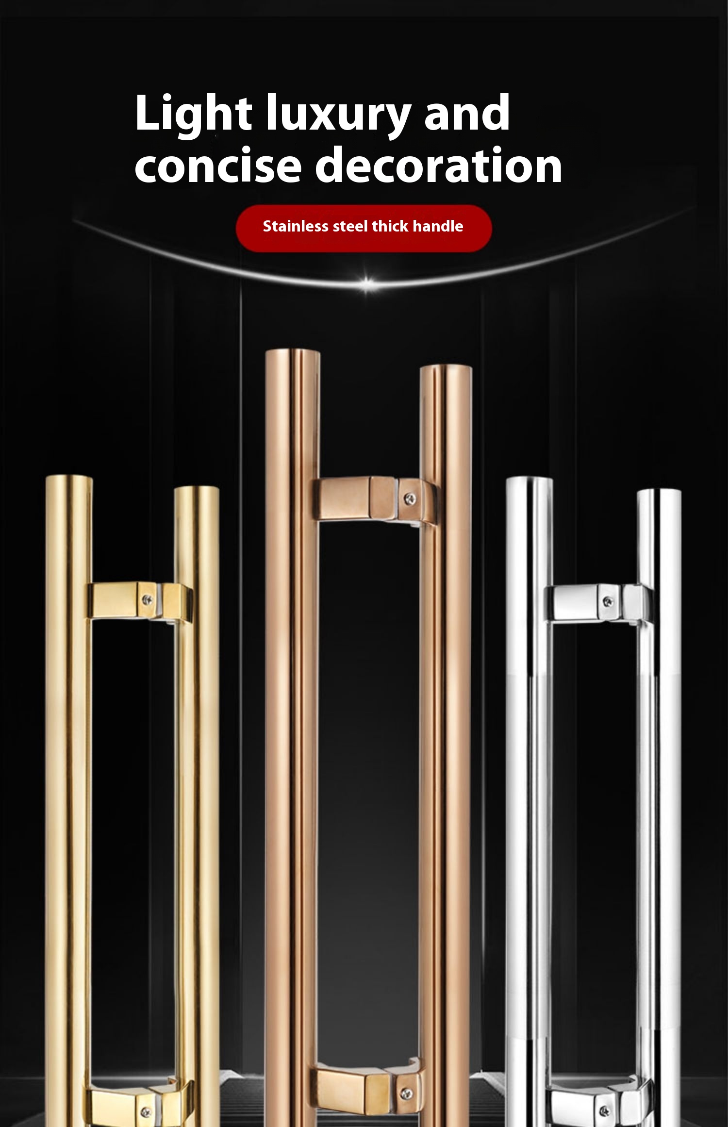 Modern Slanted Foot Door Handle Stainless Steel Glass Offset Frameless Large Wooden Rose Black Titanium Gold Finish for Villas