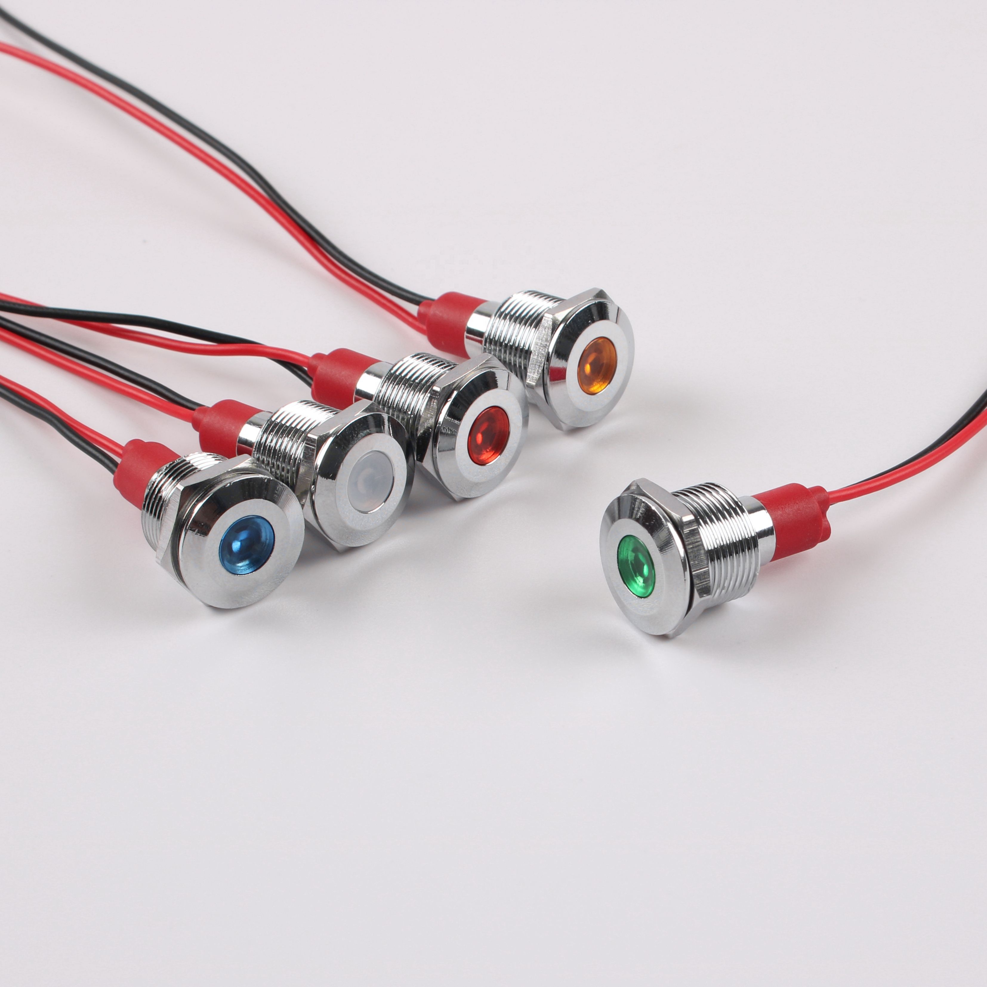 12mm Metal Indicator LED Indicator Light Wire Power 3V/5V/12V/24V/220V Red Green Yellow Blue White Industrial Control Equipment
