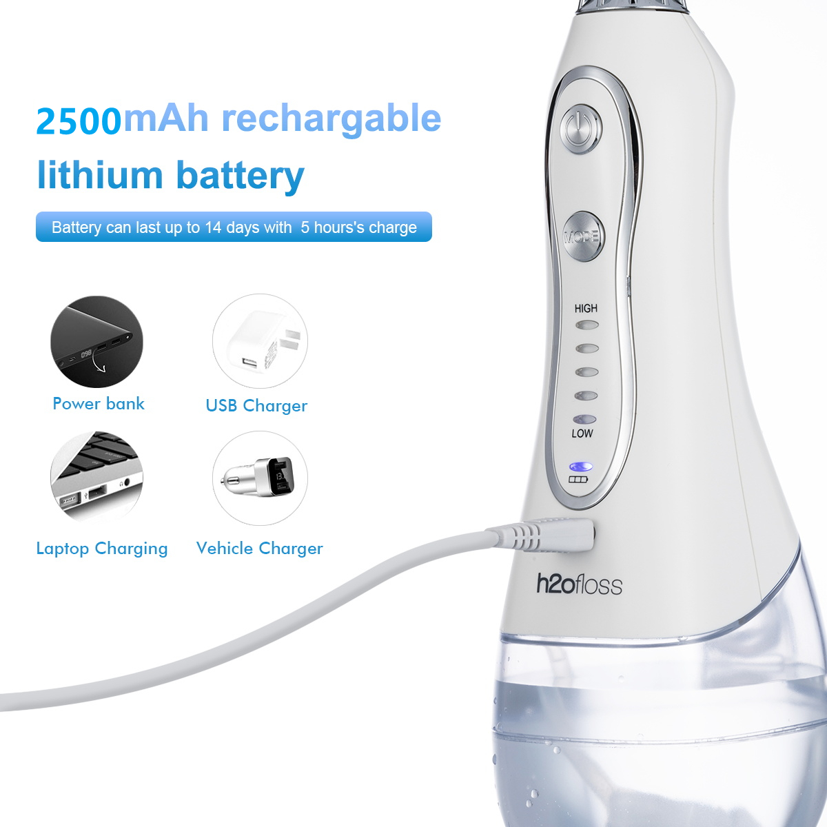 Время зубочистки 3-5h Flosser ABS водоструйное поручая с Multimodes