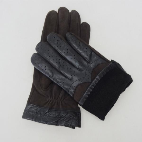 Touch Screen Mens Black Leather Winter Gloves , Soft Plain Style Mens Fashion Gloves