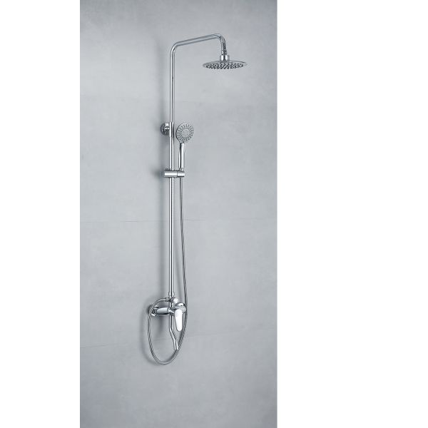 Chrome Surface Finishing Modern Brass Round Pipe Rain Shower Head Bathroom Shower Set