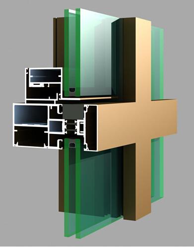 Square Aluminium Curtain Wall Profile 0.8mm-3mm Thickness Customized Color