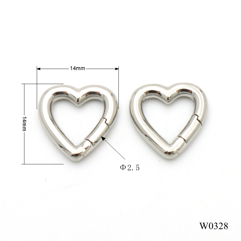 Quality Stainless Steel Heart Shape Spring Ring Key Chain Clasp Carabiner Ring Snap Spring Clip