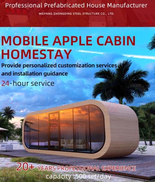 Hotel Isolamento Casa pequena pré-fabricada Casa de cabana estilo de design moderna em forma de maçã exterior