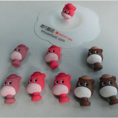Custom Cartoon Animal Handle Silicone Mug Cup Cover / Silicone Cup Lid For Company Advertising Gift