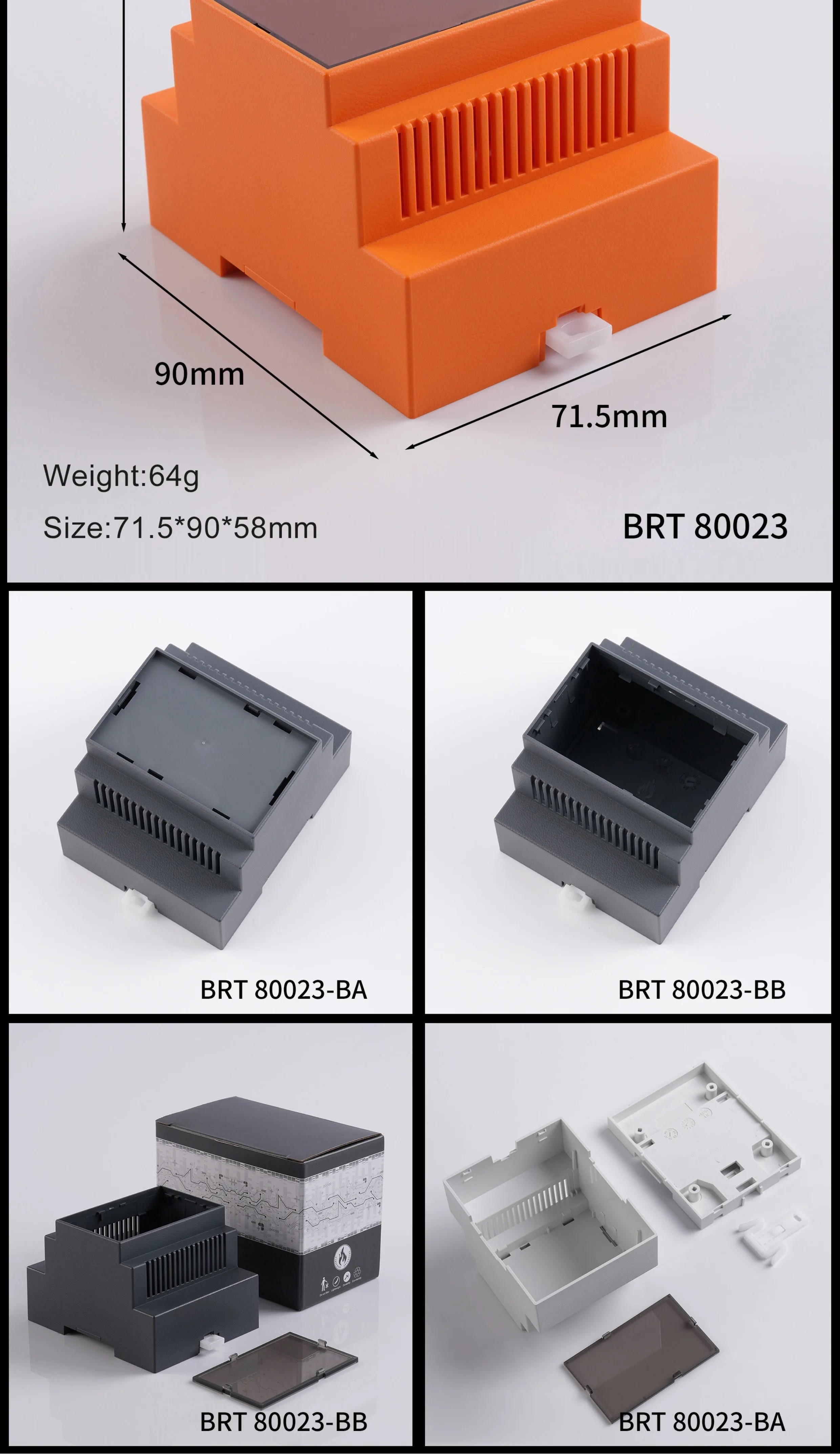 DIN Rail Enclosure 4 Module DIN Rail Housing For PCB Relays & Modules In Fireproof ABS