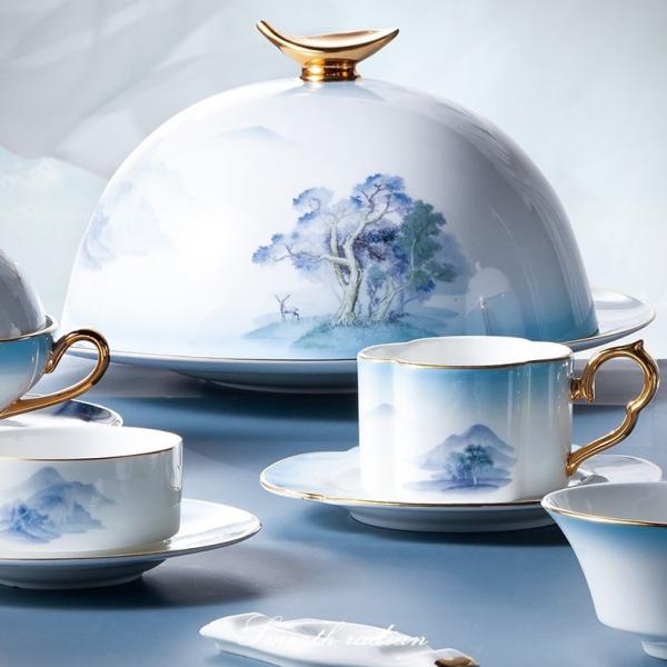 Conjunto de pratos de porcelana ecológicos