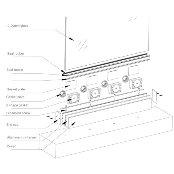 Толщина балюстрады 10-20мм анти- урагана тайфуна на открытом воздухе безрамная стеклянная