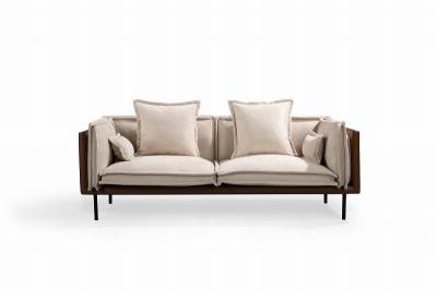 Solid Wood Frame White Linen Sofas ODM Stain Resistant Sectional Couch