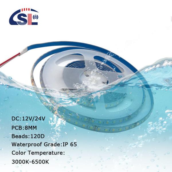 Waterproof 8mm Wide 12V Smd 60Led 120Led 3000k 4000k 6500k 15000k IP65 IP67 Led Strip Light For Outdoor