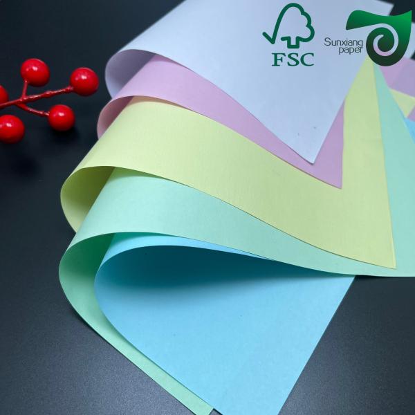 FSC 50gsm 55gsm NCR Carbonless Printing Paper CB CFB CF  65cm  92cm Blue Image For Invoices