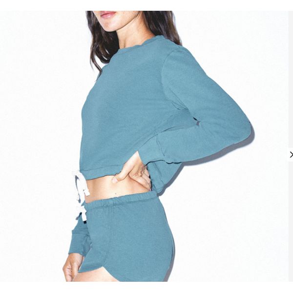 Женщин рукава 260gsm шеи экипажа полиэстера хлопка фуфайка длинных подрезанная