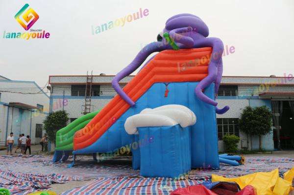 Durable Inflatable Octopus Water Park With Slide / Outdoor Water Play Equipment