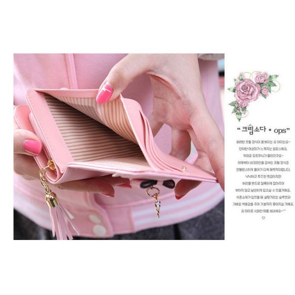 2016 new Korean bow kitty purse small pendant short wallet cute girls zipper