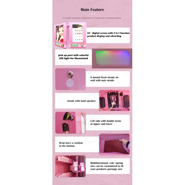 24-Hour Self-Service Mini Lashes Vending Machine Touch Screen Id Card Reader and Age Recognition