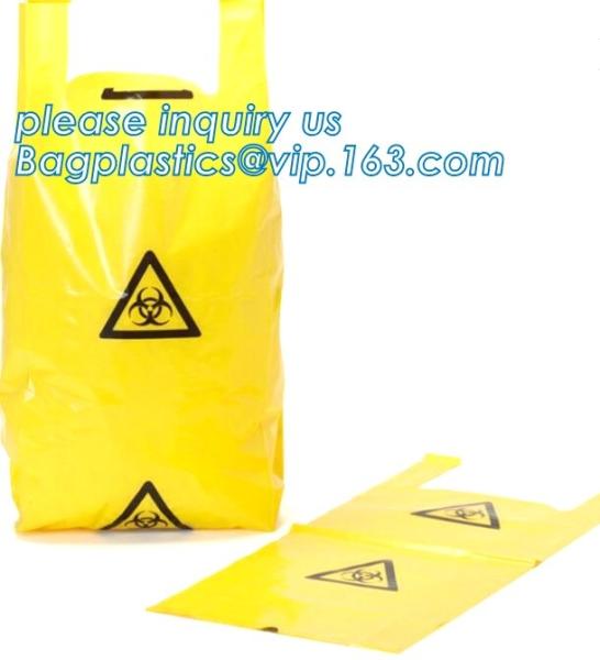 Biohazard Waste Disposal Bags Drawstring, Gallon Capacity, Medical Garbage Bags, High- Temperature Resistant