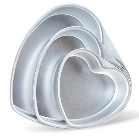 Aluminum Anode Heart Shaped Cake Mold With Fixed Base Non Removable Baking Mold
