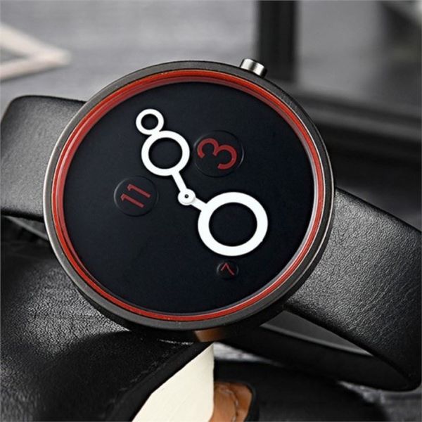 220mm Strap Women Quartz Watch PU Nubuck Leather Mineral Tempered Glass