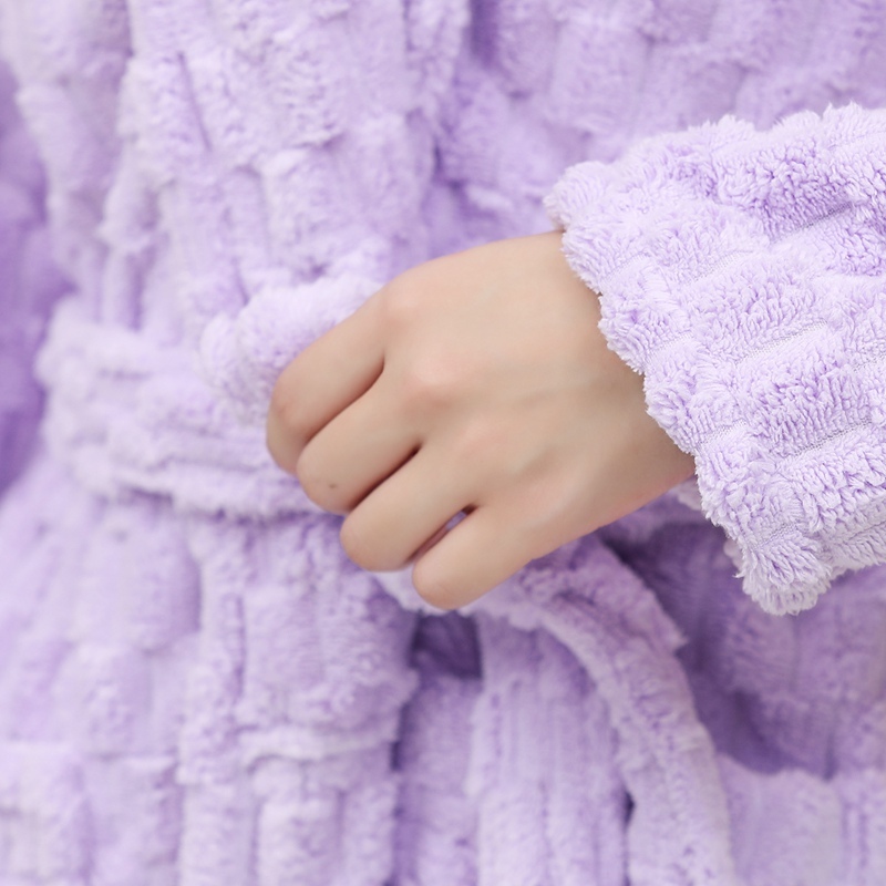 Plush Coral Fleece Bathrobe 300 Grams 120cm Soft Luxury 85% Polyester 15% Polyamide