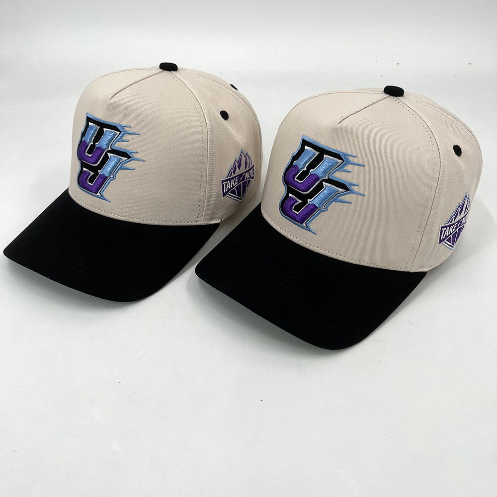 Personalized Baseball Caps Custom 5 Panel Cotton With 3D Embroidery Snap Back