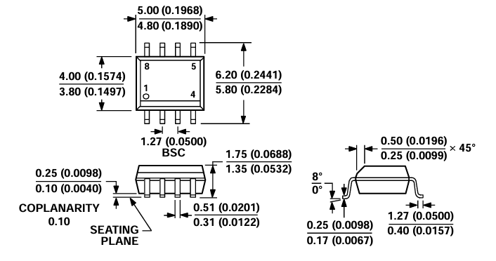 OP07CSZ 75µV Low Offset 1.3µV/°C Drift High CMRR 106dB 0.6µVpp Noise 110dB Open-Loop Gain Precision Operational Amplifier SOIC-8 Package For Instrumentation and Sensor Interfaces
