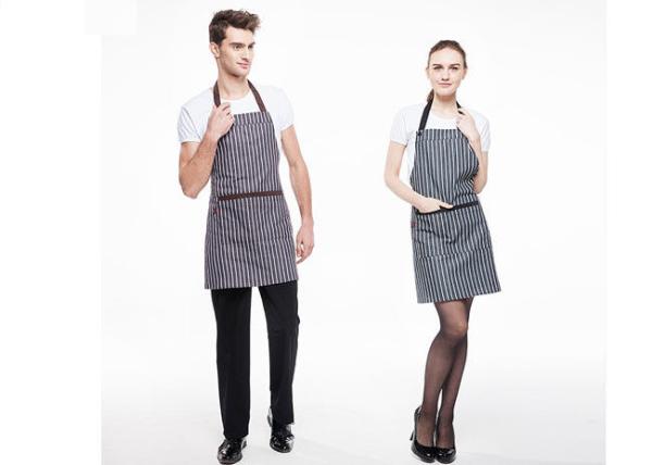 Black And White Stripes Kitchen Cooking Aprons Adjustable With Widen Strap Design