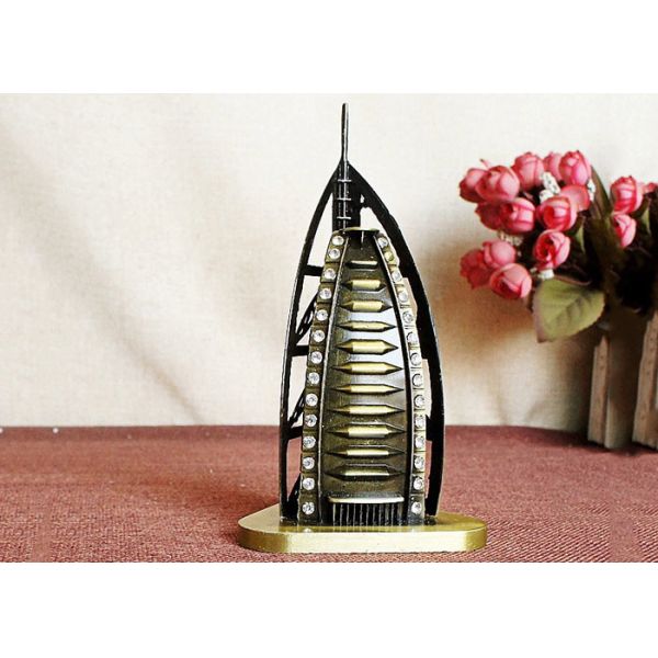 Bronze Plated DIY Craft Gifts World Famous Building Model Of Burj Al Arab Hotel