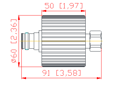 Три Металл 6dB 4.3-10 Мини Дин Женщина 30w 3800MHz RF Attenuator