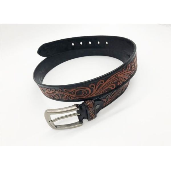 Carved Craft 3.8cm Mens Embossed Leather Belts Pin Buckle