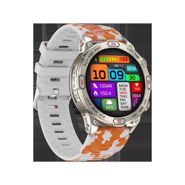 Round Shape Smart Watch with AI Voice Assistant Bluetooth Call Altitude Pressure Compass and Health Monitoring