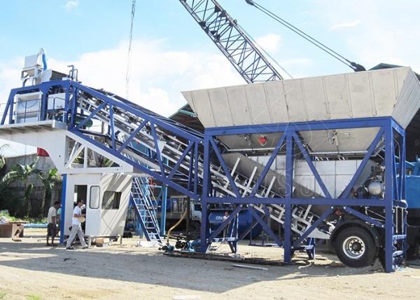 Automatic Mini Mobile Concrete Batching Plant Low Noise With Washing Function