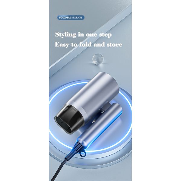 2000 Вт мощный портативный сгибающийся сушилка для волос с голубым светом для путешествий в отель