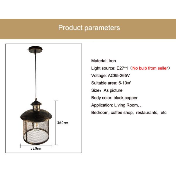 Loft Creative Personality Single Head Iron Retro Industrial Lighting Restaurant Office Coffee Shop Light(WH-VP-198)