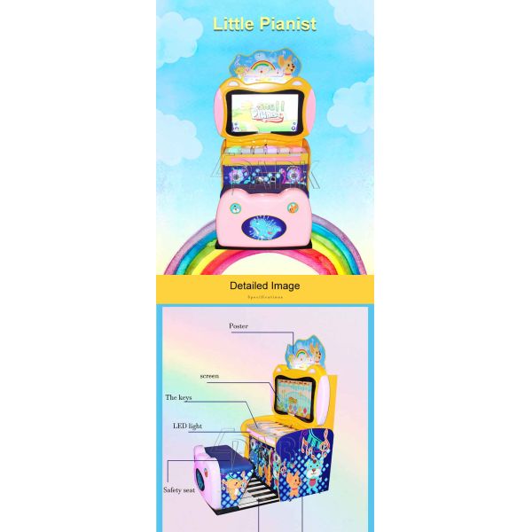 Fiberglass And Plastic Coin Operated Arcade Machines / Little Pianist Coin Pull Amusement Game Machine