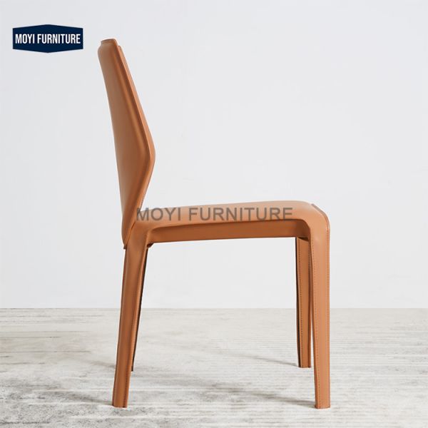 Modern Dinner Chair CUSTOM French Style Retro Leather Dining Chair Metal Hotel Dining Room Furniture Comfortable Seating
