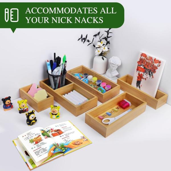 Luxury Bamboo Drawer Organizer - Multifunctional Drawer Organizer for Kitchen, Bathroom, Office Desk, Cosmetics, Jewelry
