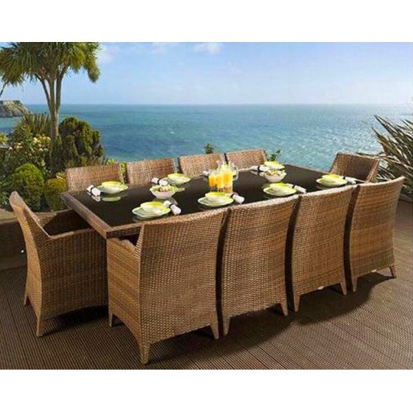 Modern luxury PE rattan dinning table chair waterproof outside patio dinning table chair furniture
