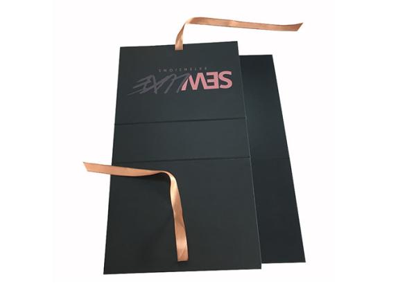 Black Color Folding Carton Box Rigid Paperboard Material For Wig Extension Packaging