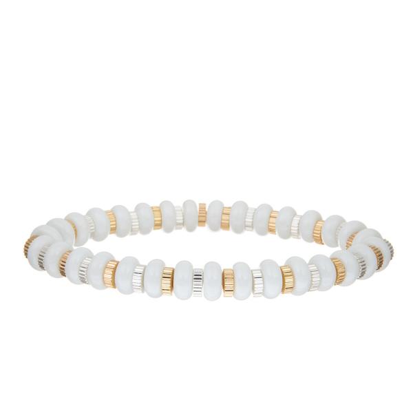 Amazonite Beach Gemstone Handmade Pave Beads Bracelets Stretch Multicolor Adjustable