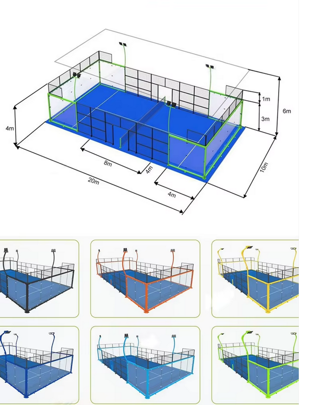 Panoramic Padel Tennis Court Padel Courts With Artificial Grass Synthetic Turf Carpets Welded Wire Mesh Fence