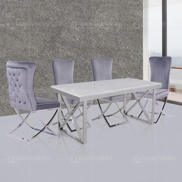 78 liso branco mesa de jantar de mármore luxuosa 4 6 Seater de X39 ' X30” para a cozinha