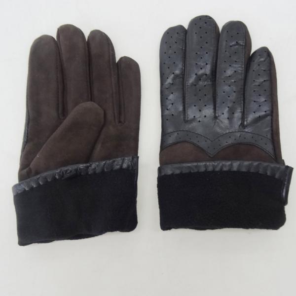 Touch Screen Mens Black Leather Winter Gloves , Soft Plain Style Mens Fashion Gloves