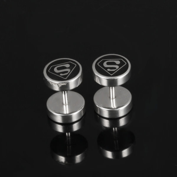 Simple and Cool Style Black Round Shaped Stainless Steel Men Stud Earrings
