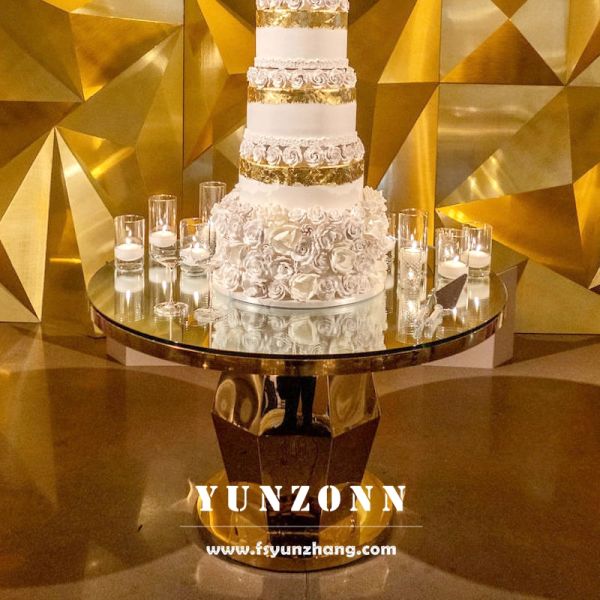 Gold Stainless Steel Cake Stand for Weddings Events Hotel Furniture & Party Decorations for Dining Living Room Outdoor Use