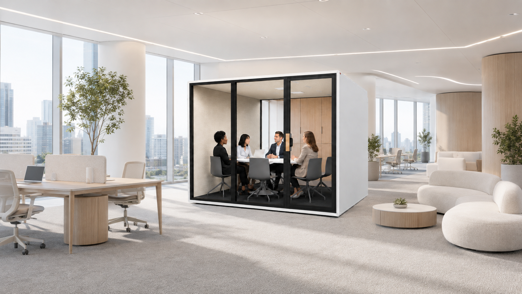 Modular 6-Person Soundproof Office Booth for Team Meetings