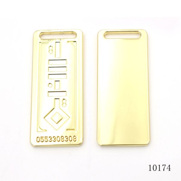 Engraved Metal Logo Tag Rectangle Key Chain Bag Charm Hypoallergenic