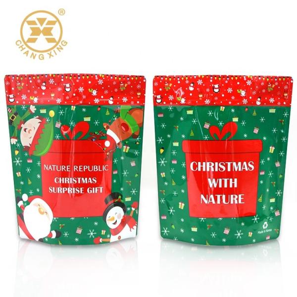 PA PE Christmas Socks Shape Snack Packaging Bags Laminated Snacks Packing Pouch
