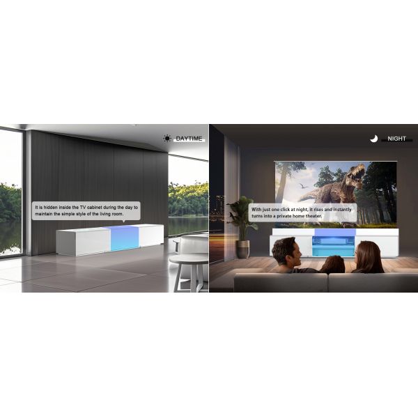 Smart Projector Cabinets White Ultra Short Throw Projector Stand OEM Motorized Laser TV Cabinet