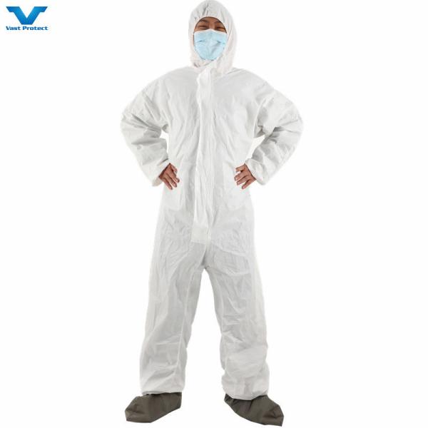Overall Style Protective Clothing Disposable Coveralls with Double/Singer Flap Zipper